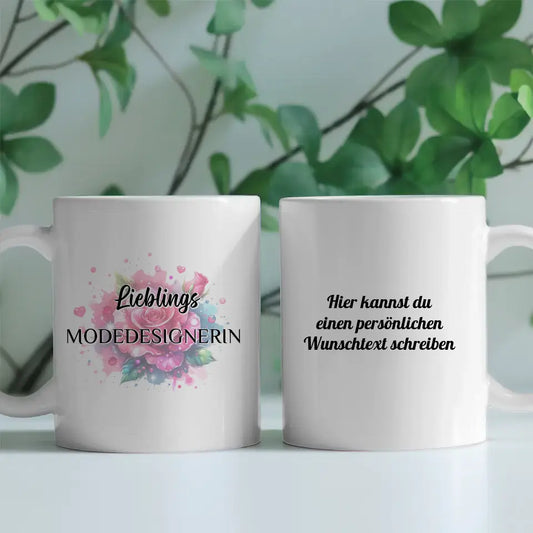 Dankeschöne Tasse Lieblings Modedesignerin mit Wunschtext