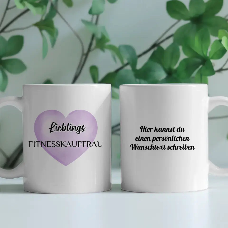Geschenk Tasse personalisiert Lieblings Fitnesskauffrau mit Wunschtext