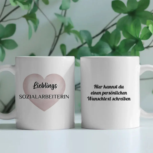 Dankeschöne Tasse Lieblings Sozialarbeiterin mit Wunschtext