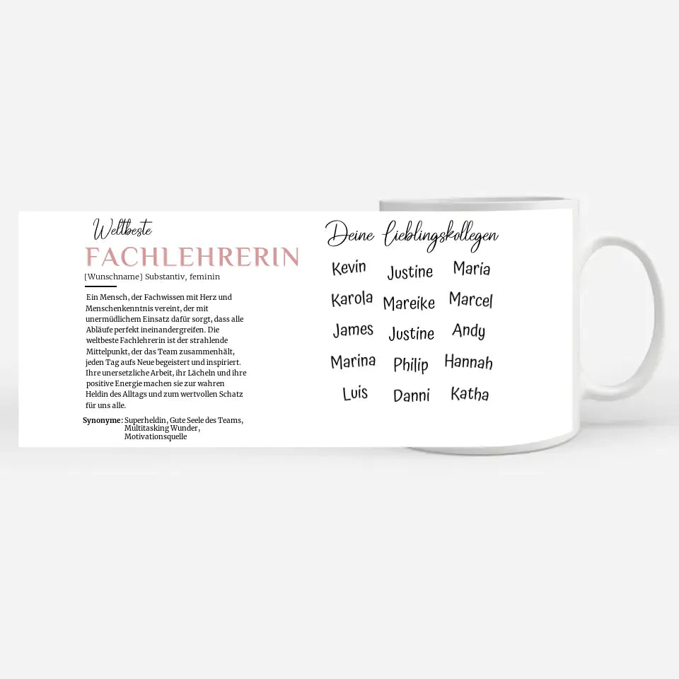 Fachlehrerin Tasse personalisiert Definition Fachlehrerin