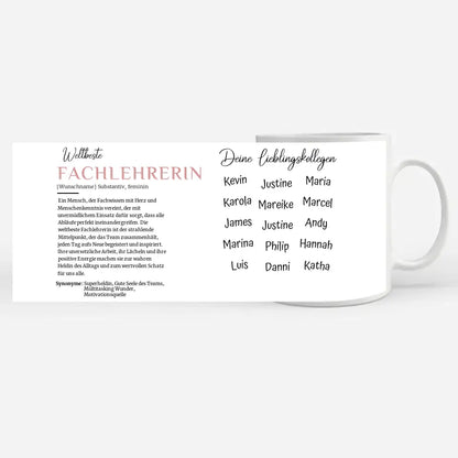 Fachlehrerin Tasse personalisiert Definition Fachlehrerin