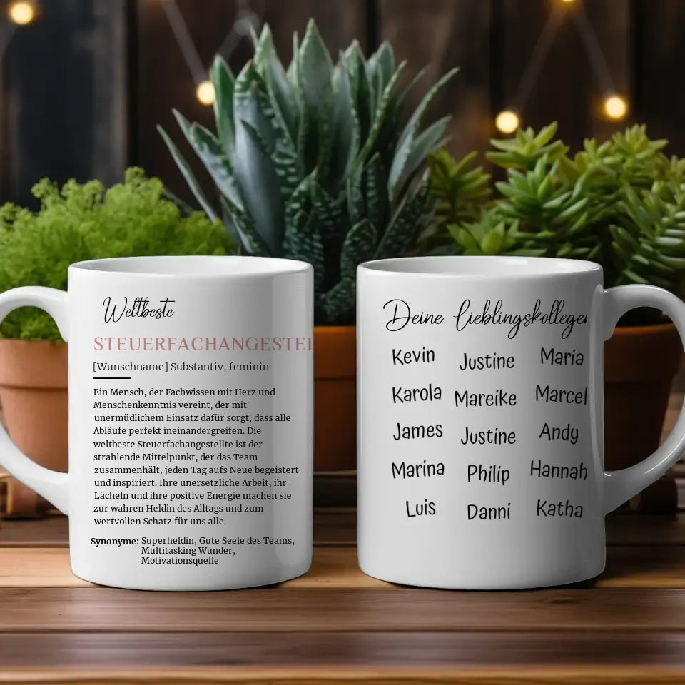 Steuerfachangestellte Tasse personalisiert Definition mit Name