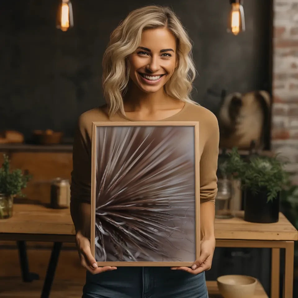 Elegante Poster mit zarten Federn in Beige und Braun für dein Zuhause