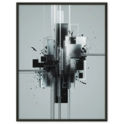 Abstraktes Poster mit geometrischen Formen und künstlerischen Spritzern