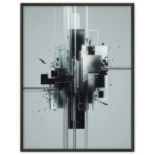 Abstraktes Poster mit geometrischen Formen und künstlerischen Spritzern