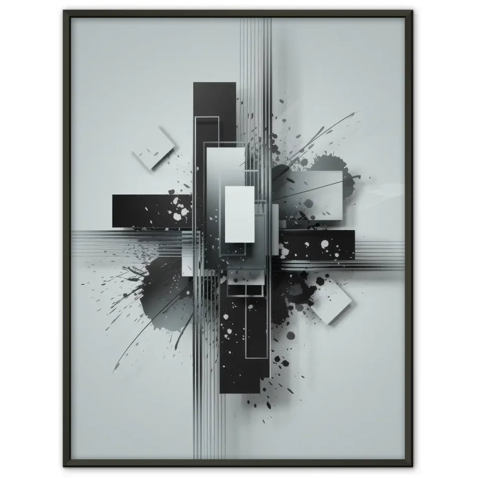 Abstrakte Poster Komposition mit Rechtecken und Tintenspritzern kaufen