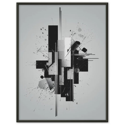 Abstraktes Poster mit geometrischen Formen und künstlerischen Tintenspritzern