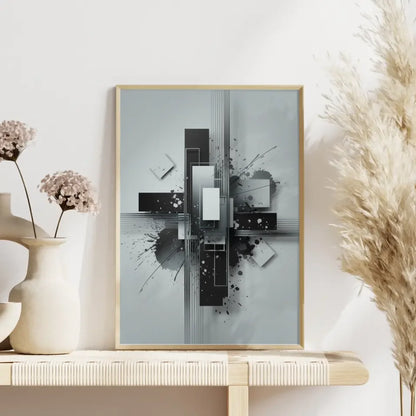 Abstrakte Poster Komposition mit Rechtecken und Tintenspritzern kaufen