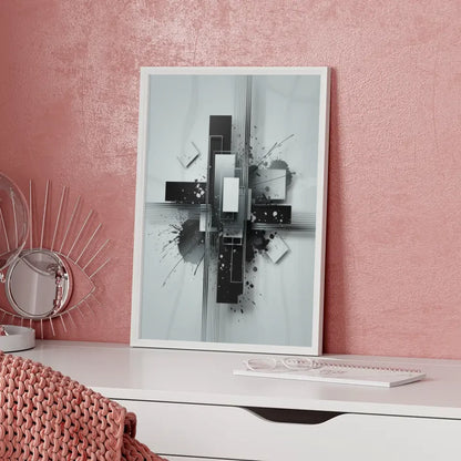 Abstrakte Poster Komposition mit Rechtecken und Tintenspritzern kaufen