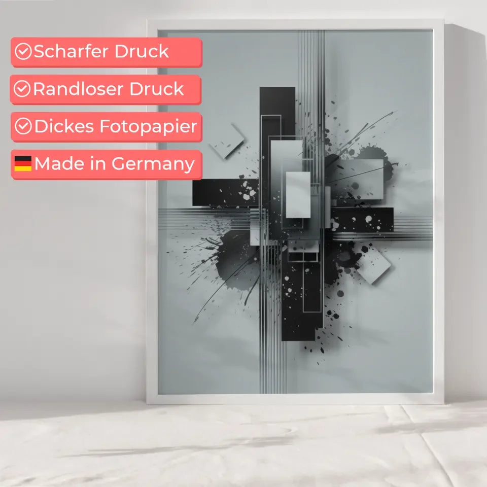 Abstrakte Poster Komposition mit Rechtecken und Tintenspritzern kaufen