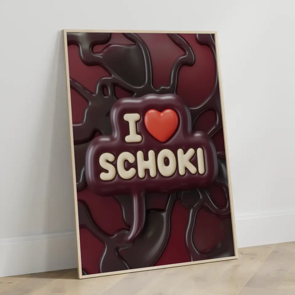 Poster mit verspieltem Design I Schoki in Creme und Dunkelrot
