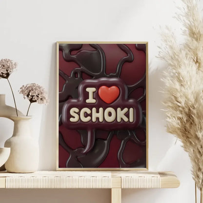 Poster mit verspieltem Design I Schoki in Creme und Dunkelrot