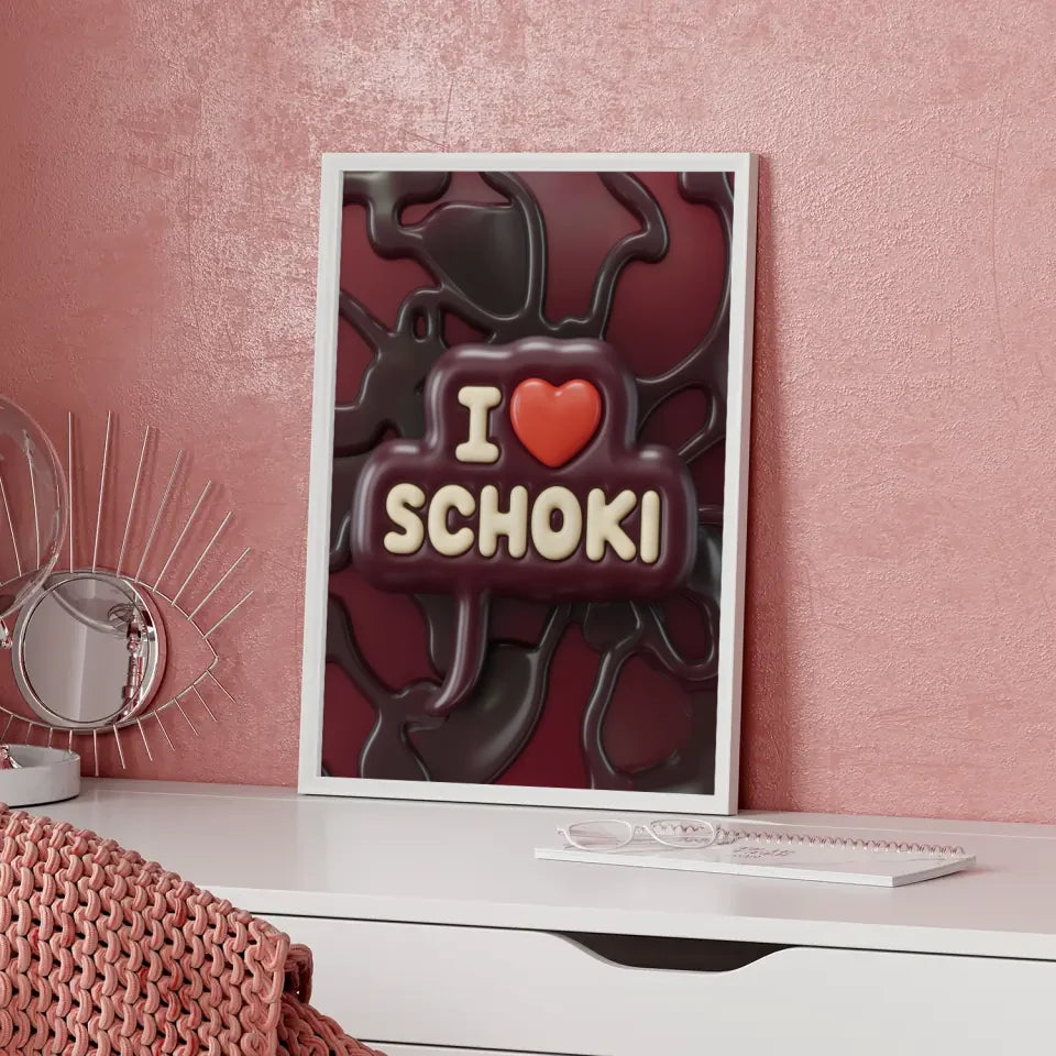 Poster mit verspieltem Design I Schoki in Creme und Dunkelrot