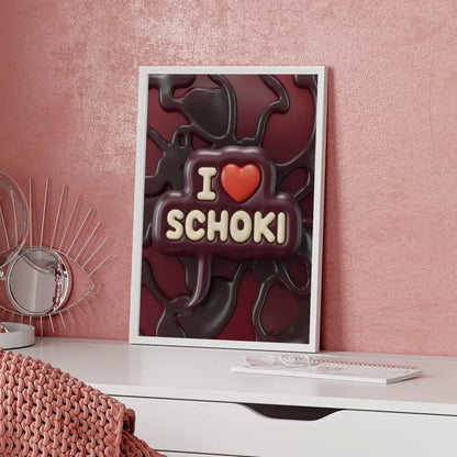Poster mit verspieltem Design I Schoki in Creme und Dunkelrot