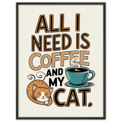 Kreatives Poster für Katzenliebhaber Kaffee und Katze im Design