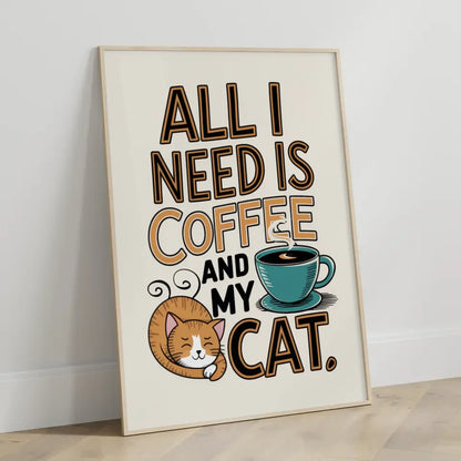 Kreatives Poster für Katzenliebhaber Kaffee und Katze im Design