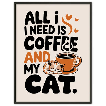 Kreatives Poster für Katzenliebhaber Kaffee und Katze im Design