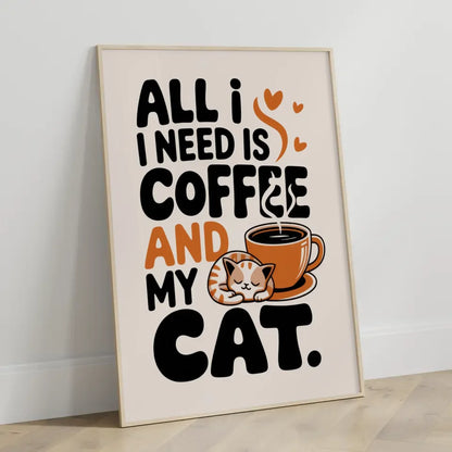 Kreatives Poster für Katzenliebhaber Kaffee und Katze im Design