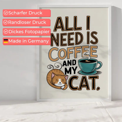 Kreatives Poster für Katzenliebhaber Kaffee und Katze im Design
