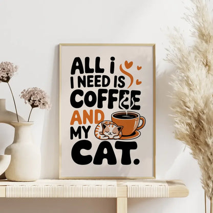 Kreatives Poster für Katzenliebhaber Kaffee und Katze im Design