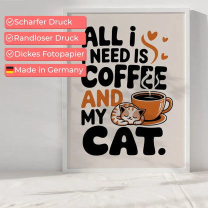Kreatives Poster für Katzenliebhaber Kaffee und Katze im Design