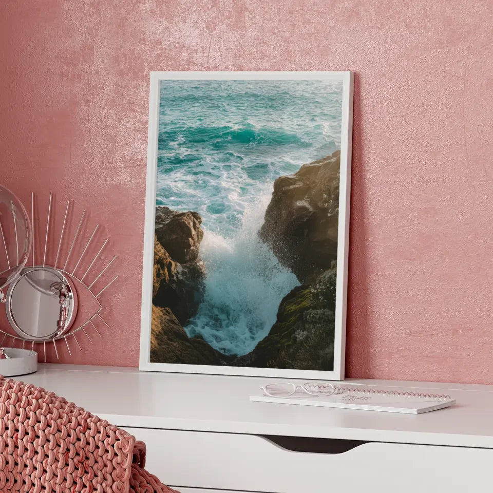 Monochromes Pflanzen Poster mit Aquarellillustration und Licht Schatten