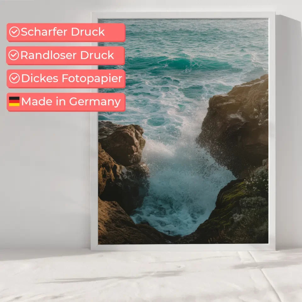 Monochromes Pflanzen Poster mit Aquarellillustration und Licht Schatten