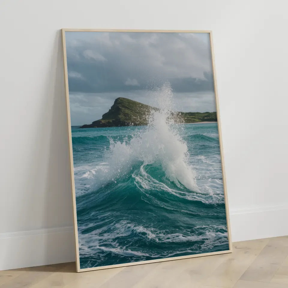 Monochromes Pflanzen Poster mit Aquarellillustration und Licht Schatten