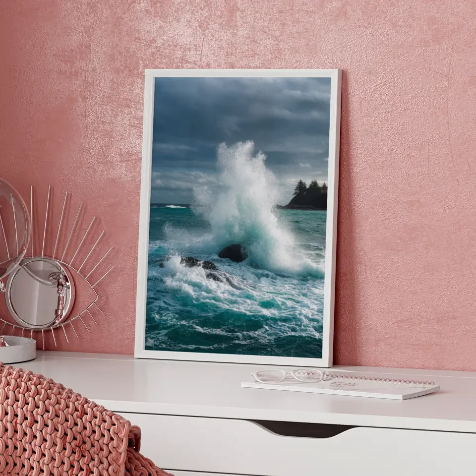 Monochromes Pflanzen Poster mit Aquarellillustration und Licht Schatten