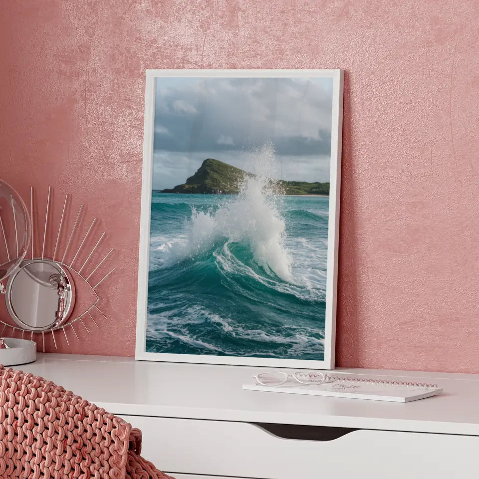 Monochromes Pflanzen Poster mit Aquarellillustration und Licht Schatten