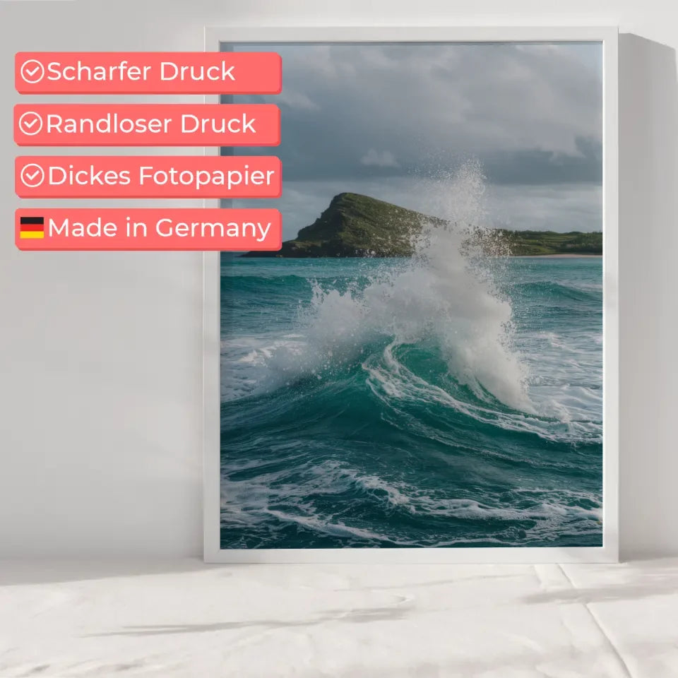 Monochromes Pflanzen Poster mit Aquarellillustration und Licht Schatten