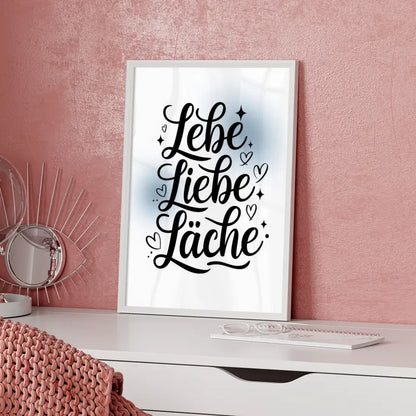 Bunte Schilder am Strand Poster mit Slogans für gute Laune