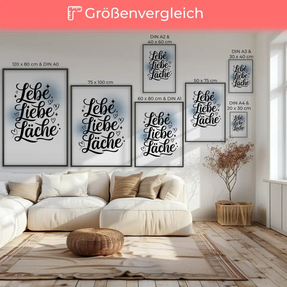 Bunte Schilder am Strand Poster mit Slogans für gute Laune