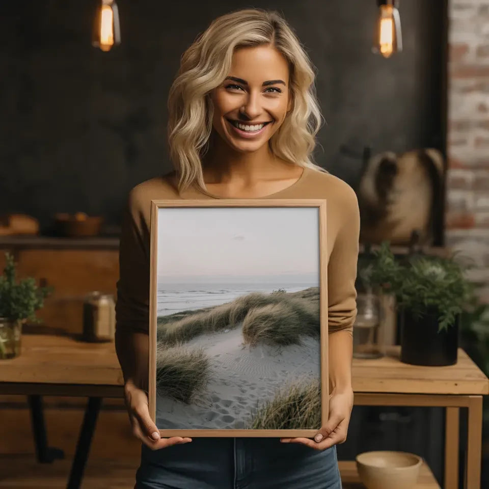 Poster verträumte Landschaft Gardasee mit Oldtimer auf Panoramastraße