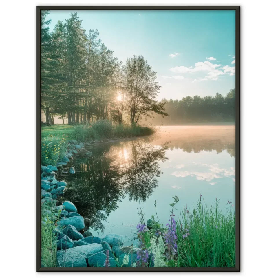 Poster verträumte Landschaft Gardasee mit Oldtimer auf Panoramastraße