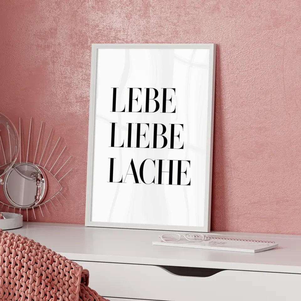 Bunte Schilder am Strand Poster mit Slogans für gute Laune