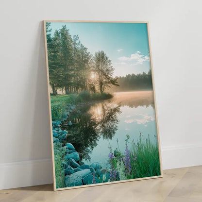 Poster verträumte Landschaft Gardasee mit Oldtimer auf Panoramastraße