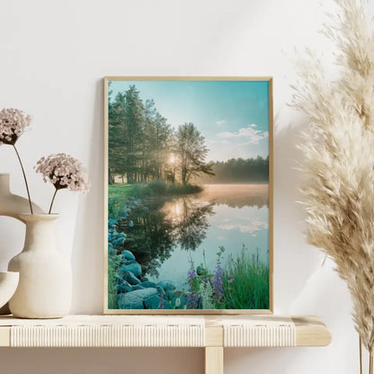 Poster verträumte Landschaft Gardasee mit Oldtimer auf Panoramastraße