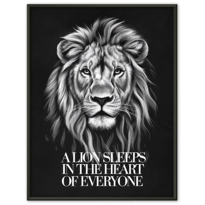 Löwenkopf Poster mit Zitat Mut und Tapferkeit Schwarz-Weiß Kunst