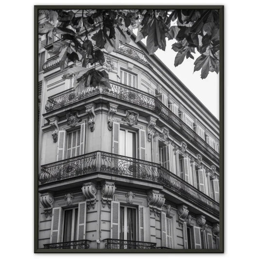 Klassisches Architektur Poster in Schwarz-Weiß mit Balkon und Zierleisten