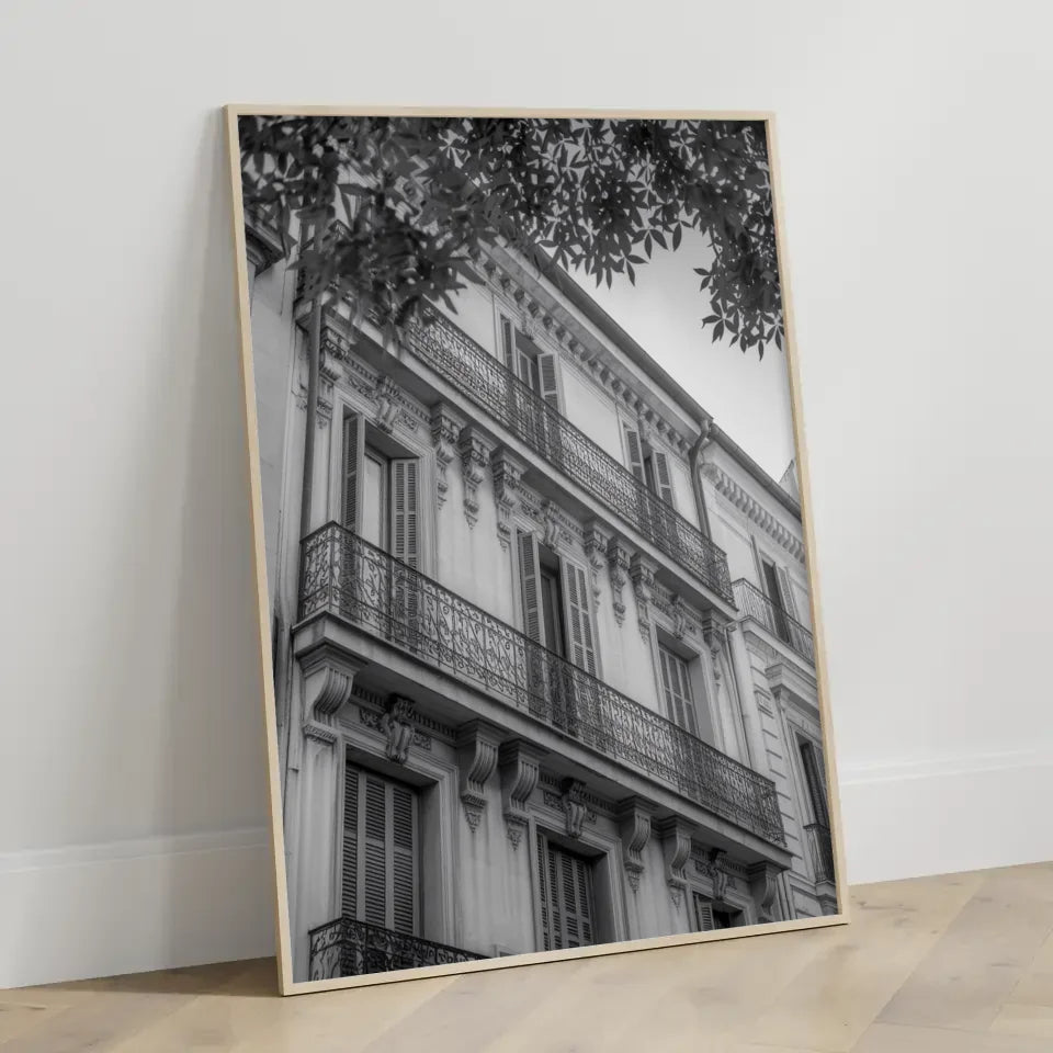 Architektonische Fassade Poster in Schwarz-Weiß für dein Zuhause