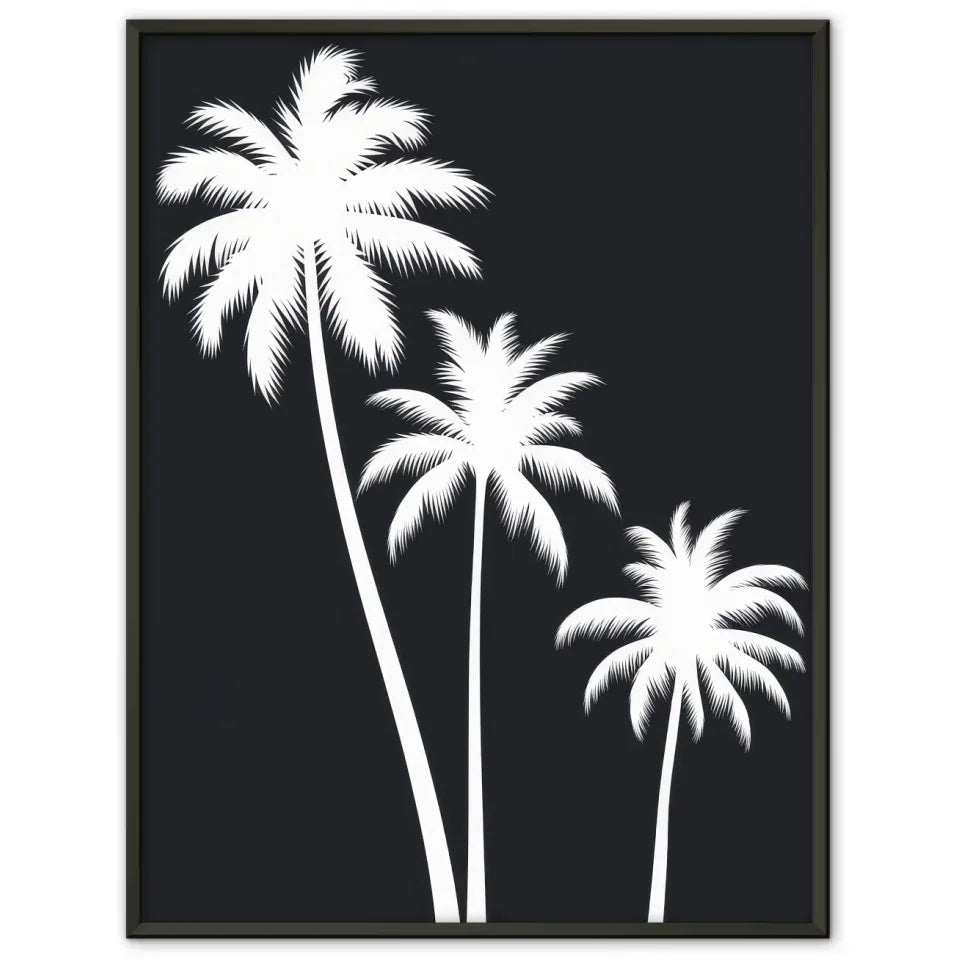 Schwarz-weißer Palmensilhouette Poster für stilvolle Wanddekoration