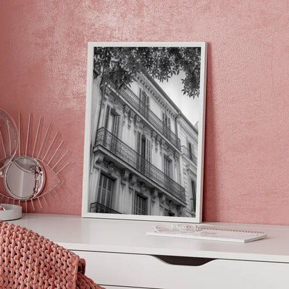 Architektonische Fassade Poster in Schwarz-Weiß für dein Zuhause