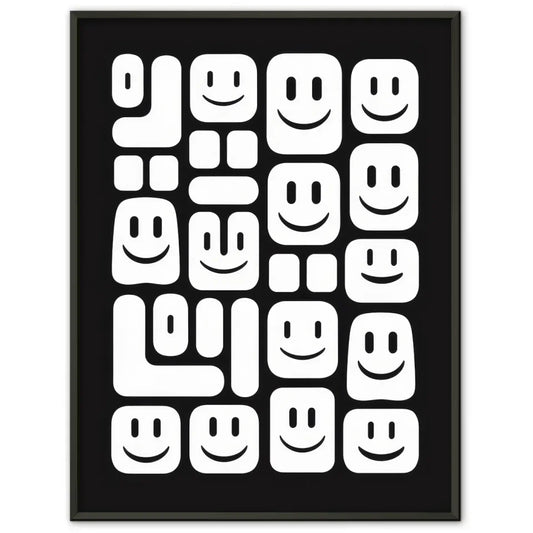 Abstrakte Smileys Poster für kreative Wandgestaltung in Schwarz Weiß