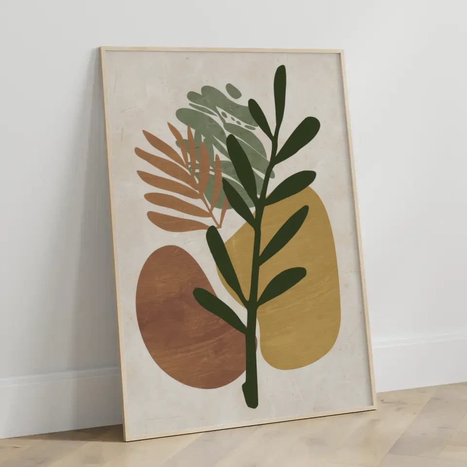 Boho Poster mit Erdkugel in Grün und Rot für ansprechende Wanddekoration