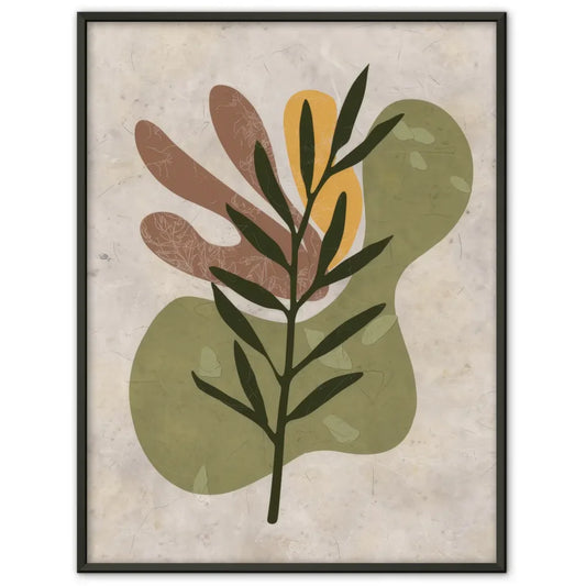 Abstraktes Poster mit grünem Zweig und Boho-Style für dein Zuhause