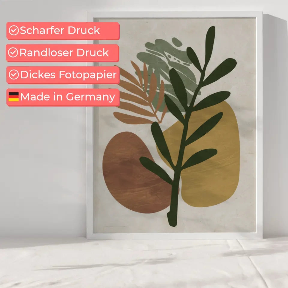 Boho Poster mit Erdkugel in Grün und Rot für ansprechende Wanddekoration