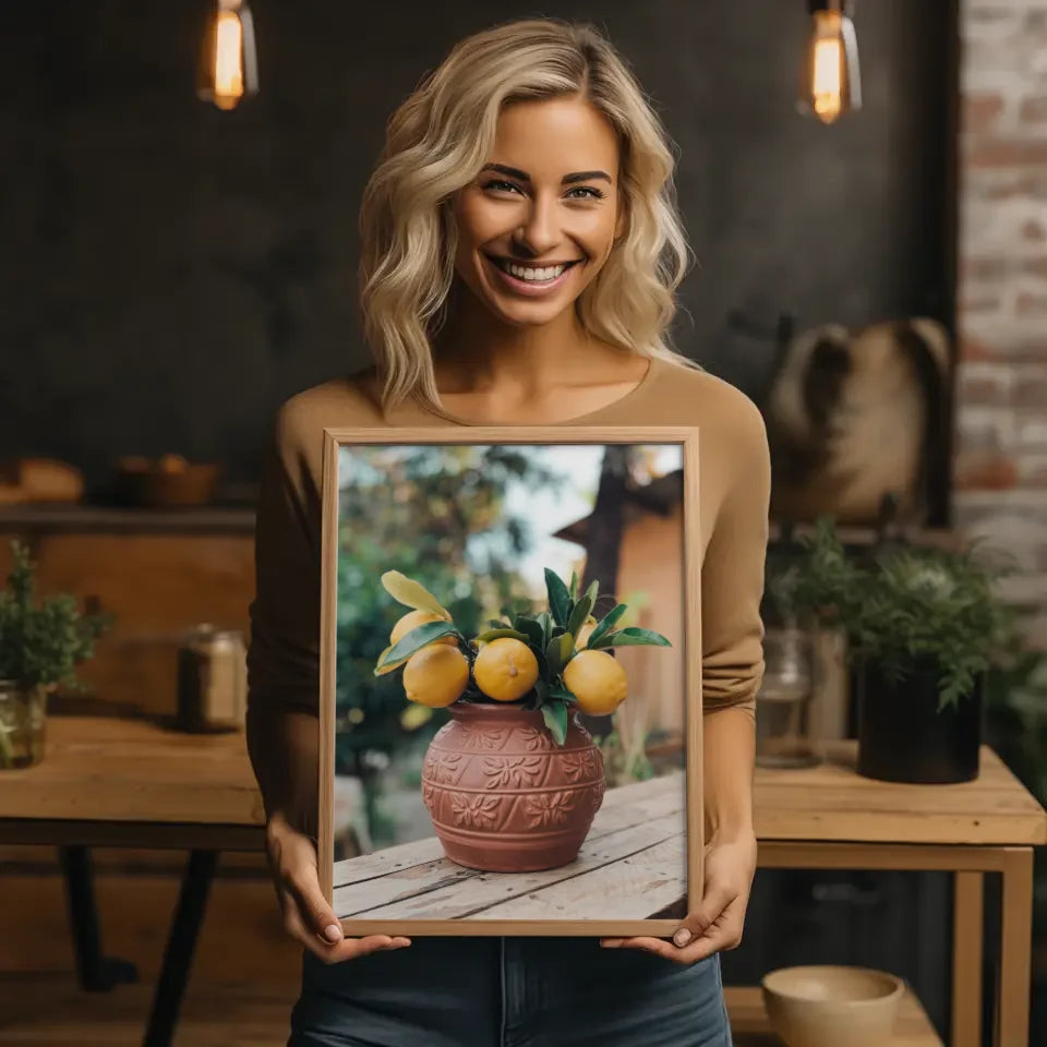 Boho Poster mit Erdkugel in Grün und Rot für ansprechende Wanddekoration