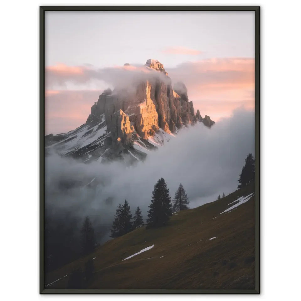 Atemberaubendes Poster Dolomiten goldene Stunde Berggipfel Natur