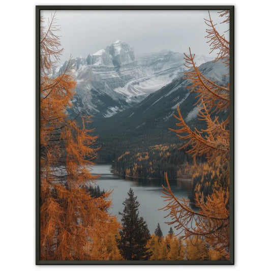 Herbstlandschaft Poster mit Bäumen und Bergen für Wohnraumgestaltung